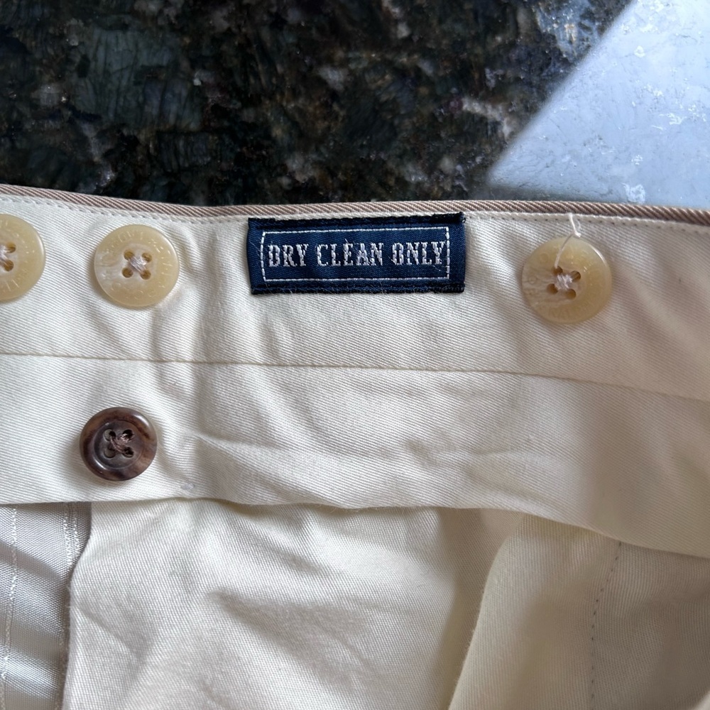 Vintage Polo Ralph Lauren Extrafine Virgin Wool Pleated cuffed tan trousers. 38 - Picture 9 of 15